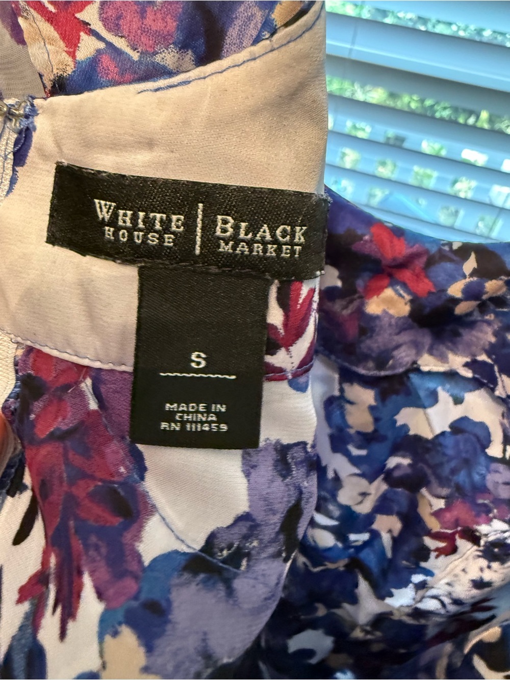 White House Black Market Blue Floral Ruffle Camisole